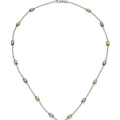 1,5mm Kette Collier aus 925 Silber, rhodiniert teilvergoldet mit Gelbgold, 45cm