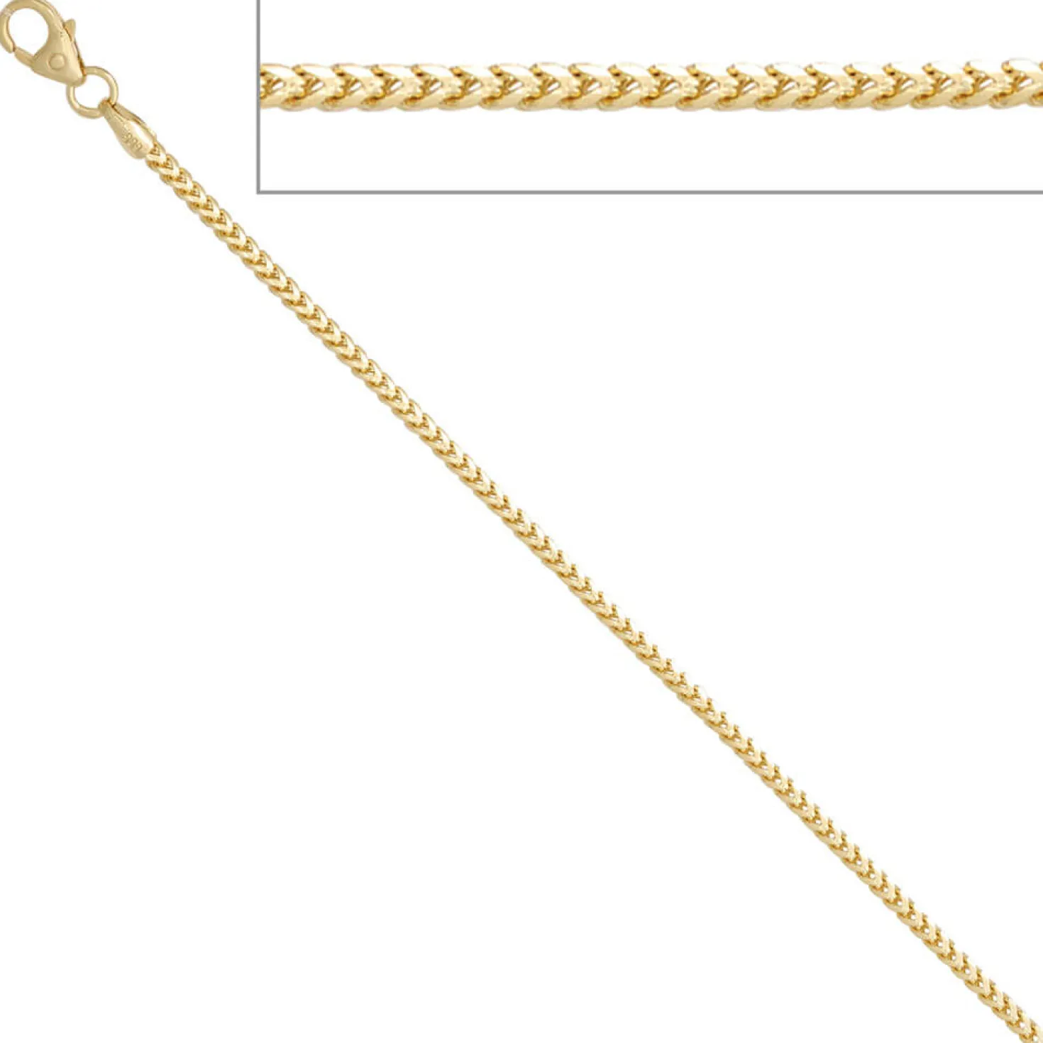 1,2mm Kette Collier Bingokette aus 585 Gold Gelbgold, für Damen, 38cm