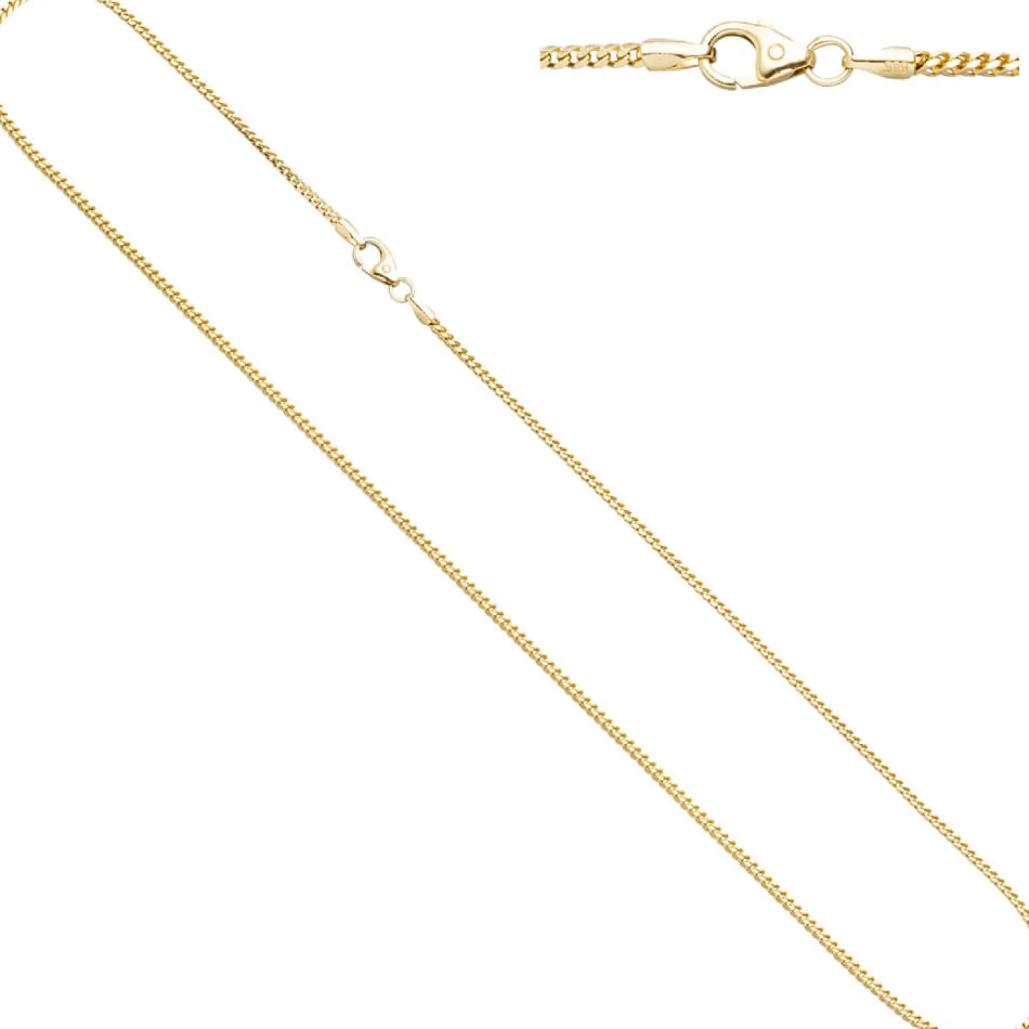 1,2mm Kette Collier Bingokette aus 585 Gold Gelbgold, für Damen, 42cm