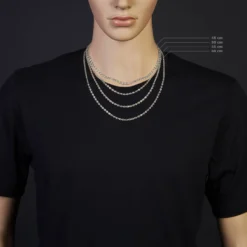 3,5mm Kette Collier Bohnenkette Schiffsankerkette 585 Gold Weißgold 60cm Unisex