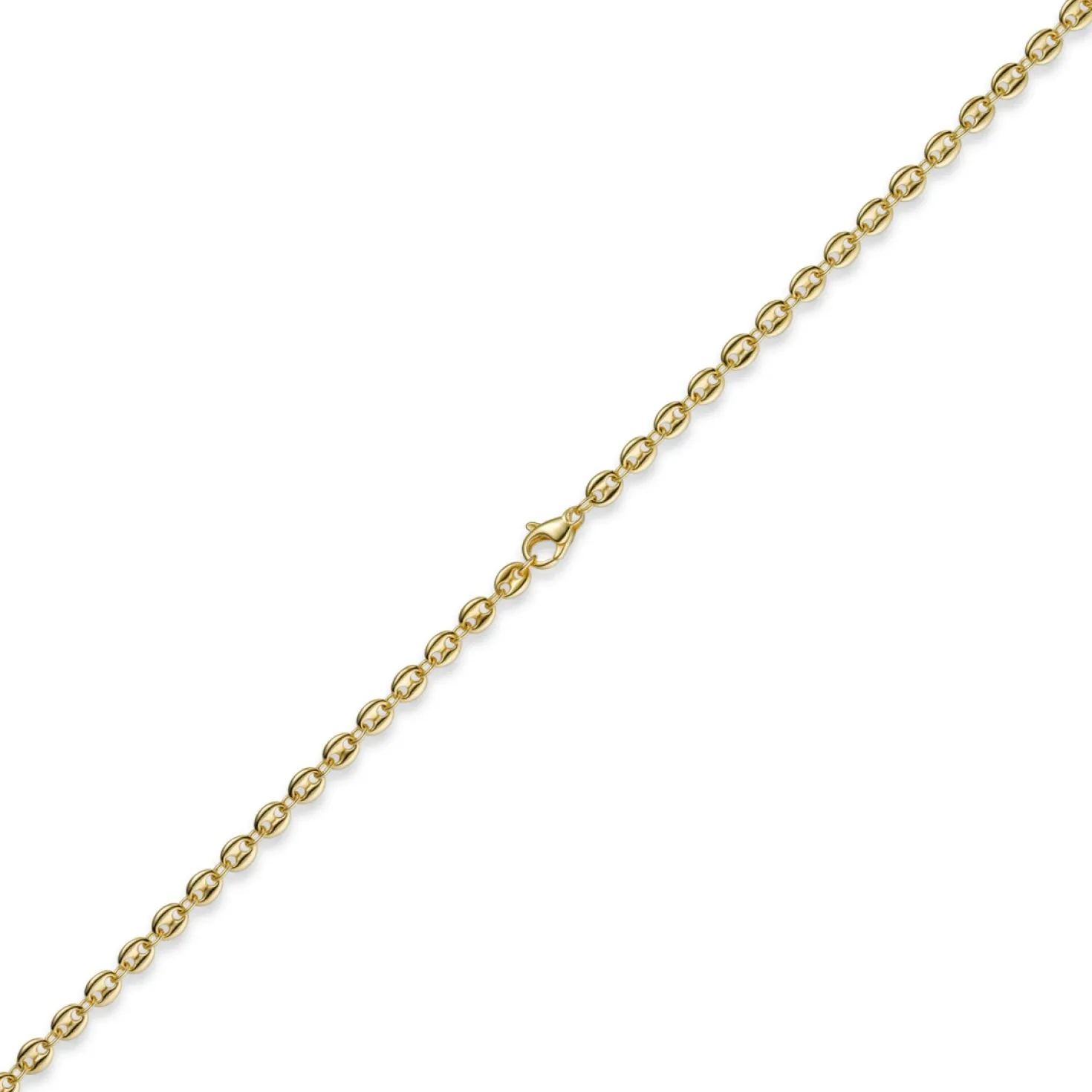 4mm Kette Collier Bohnenkette Schiffsankerkette 585 Gold Gelbgold 60cm Unisex