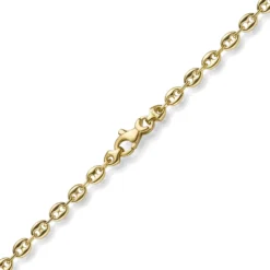 3,5mm Kette Collier Bohnenkette Schiffsankerkette 585 Gold Gelbgold 60cm Unisex