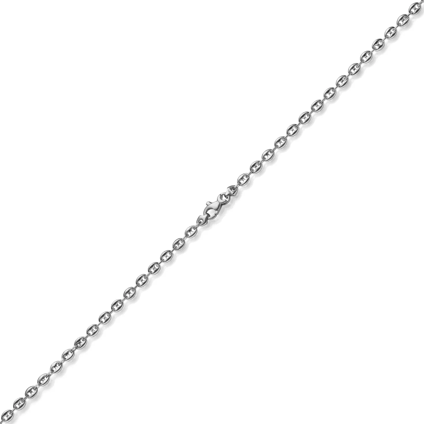 3,5mm Kette Collier Bohnenkette Schiffsankerkette 585 Gold Weißgold 50cm Unisex