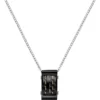 2,1mm Kette Collier, Edelstahl schwarz lackiert mit Carbon-Einlagen, 50-55cm