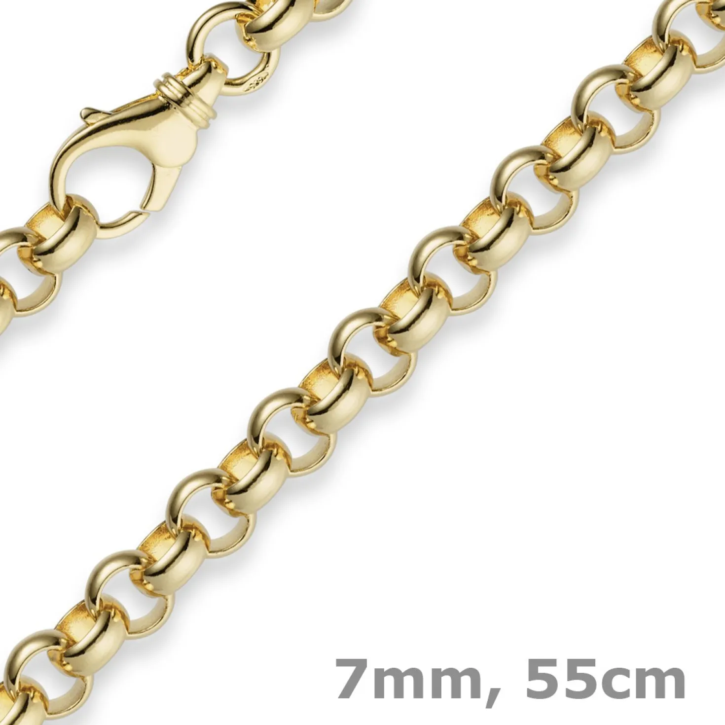 7mm Kette Collier Erbskette aus 585 Gold Gelbgold, 55cm, Unisex