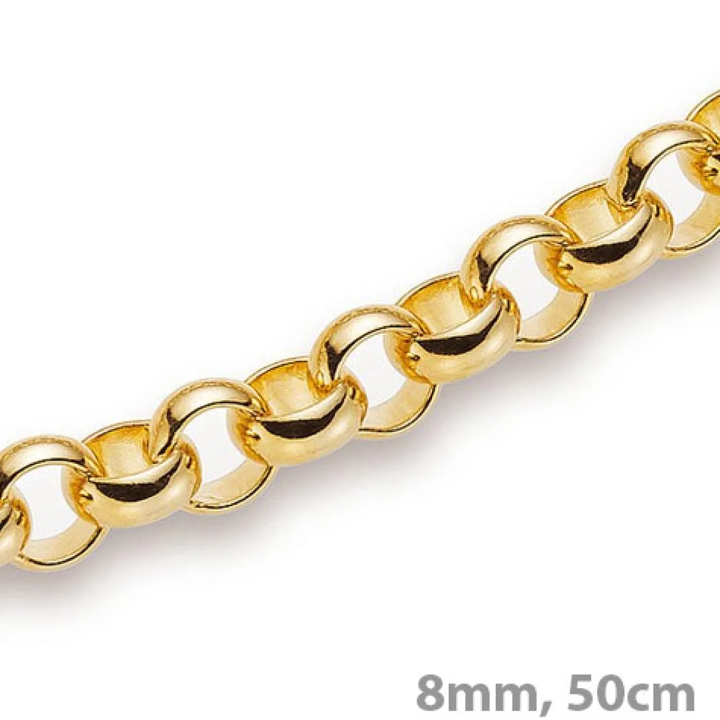 8mm Kette Collier Erbskette aus 585 Gold Gelbgold, 50cm, Unisex