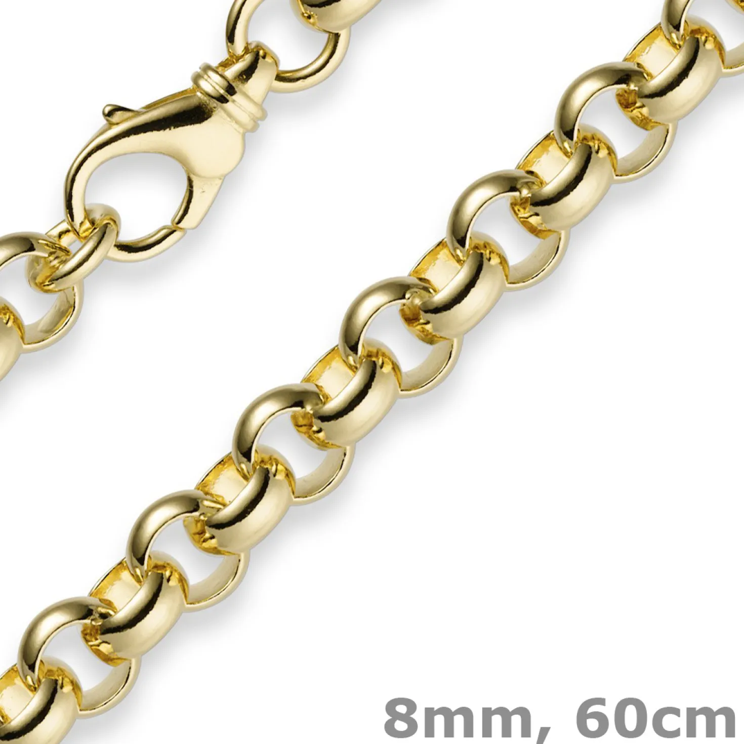 8mm Kette Collier Erbskette aus 750 Gold Gelbgold, 60cm, Unisex