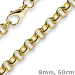 8mm Kette Collier Erbskette aus 750 Gold Gelbgold, 50cm, Unisex