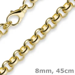 8mm Kette Collier Erbskette aus 585 Gold Gelbgold, 45cm