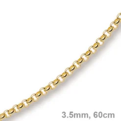 3,5mm Kette Collier Erbskette aus 750 Gold Gelbgold, 60cm, Unisex