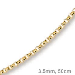 3,5mm Kette Collier Erbskette aus 750 Gold Gelbgold, 50cm, Unisex