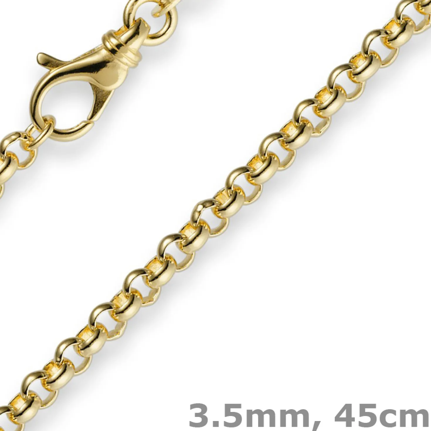 3,5mm Kette Collier Erbskette aus 750 Gold Gelbgold, 45cm, Unisex