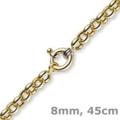 8mm Kette Collier Erbskette Halskette, 585 Gold Gelbgold, 45cm, Unisex