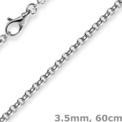 3,5mm Kette Collier Erbskette Halskette, 750 Gold Weißgold 60cm Unisex