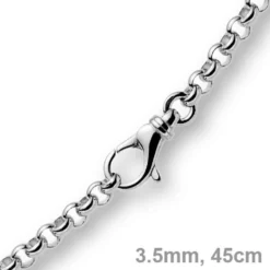 3,5mm Kette Collier Erbskette Halskette, 750 Gold Weißgold 45cm