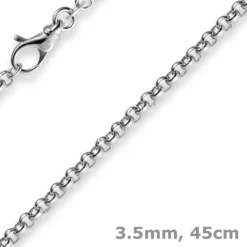 3,5mm Kette Collier Erbskette Halskette, 585 Gold Weißgold 45cm