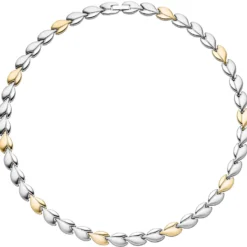 8,4mm Kette Collier Halskette aus Edelstahl teilmattiert Gold-Silber-Farbe 45cm