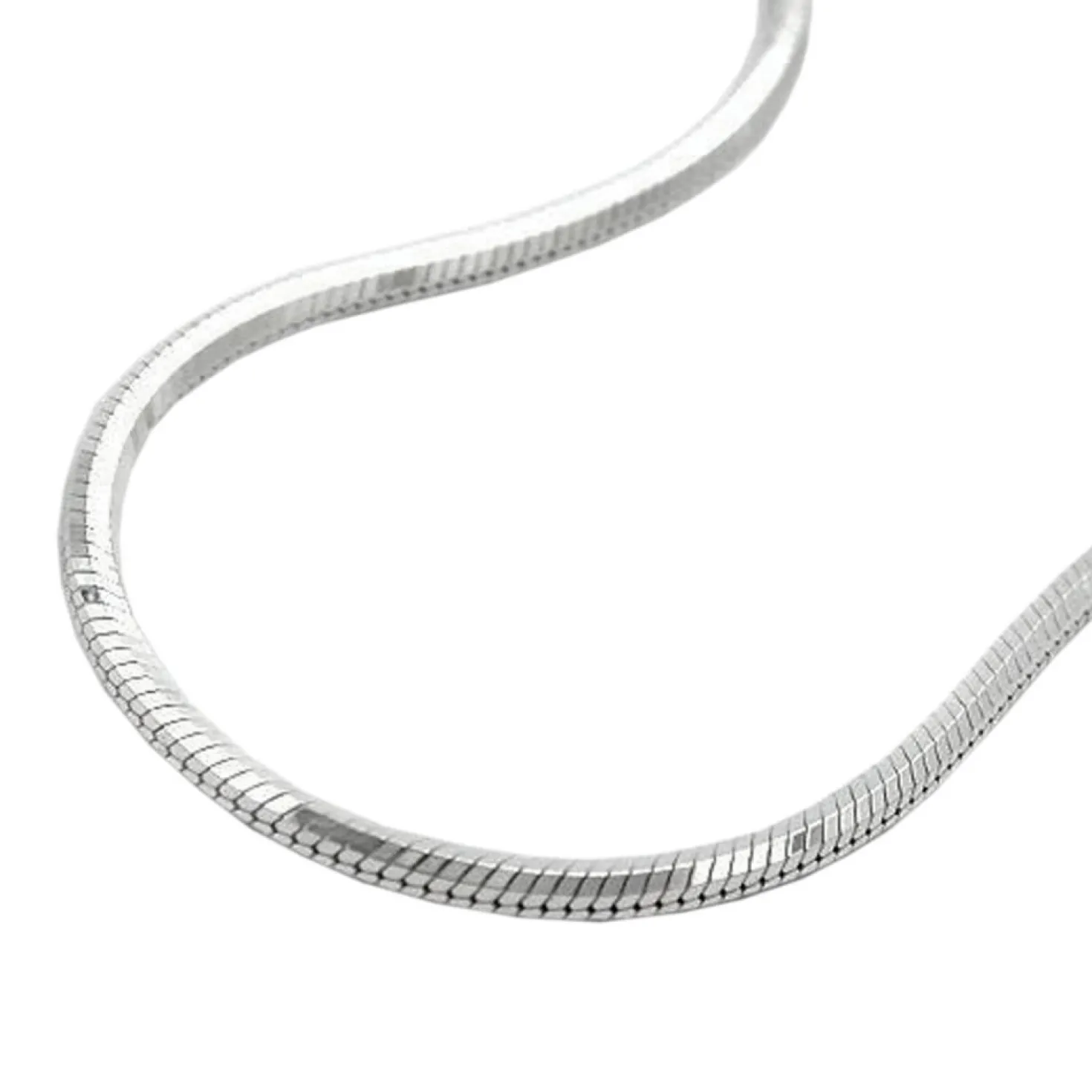 1,3mm Kette Collier Halskette, Schlange 5kant, 925 Silber, Damen, 45cm