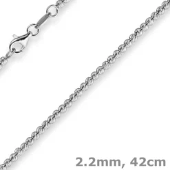 2,2mm Kette Collier Kügelchenkette Kugelkette, 585 Gold Weißgold, 42cm