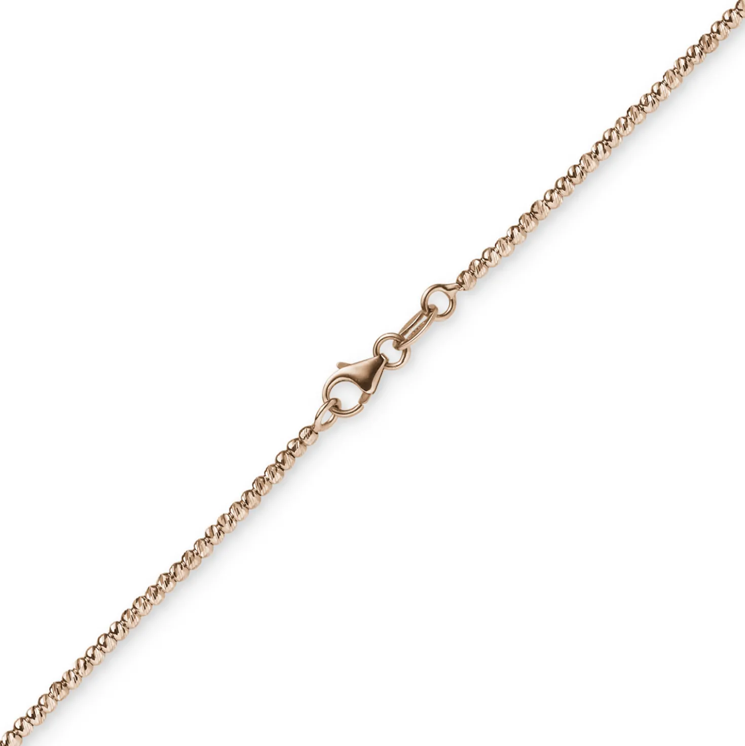 1,8mm Kette Collier Kugelkette diamantiert aus 585 Gold Rotgold 50cm