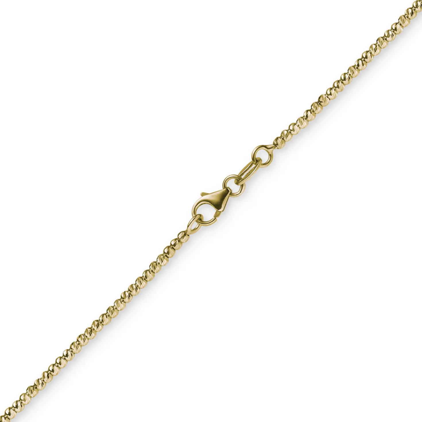 1,8mm Kette Collier Kugelkette diamantiert aus 585 Gold Gelbgold 45cm
