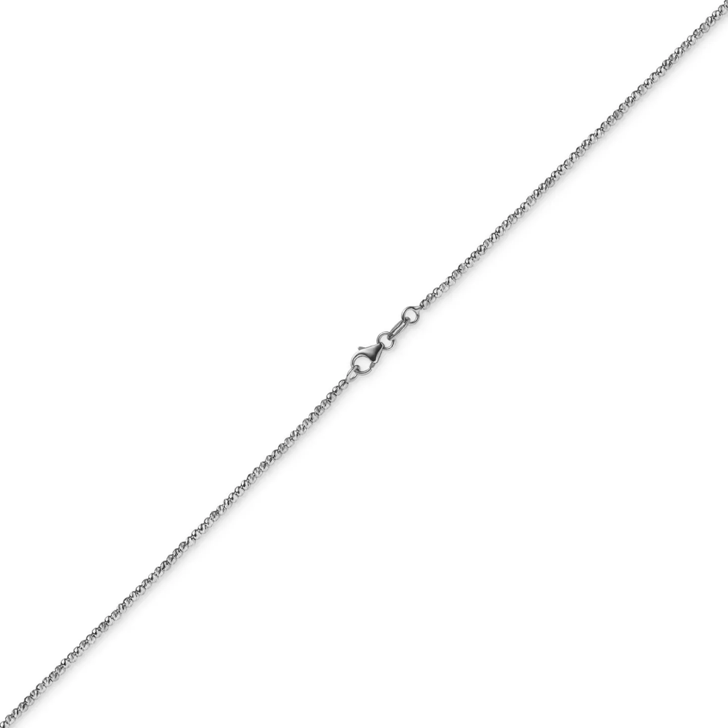 1,8mm Kette Collier Kugelkette diamantiert aus 585 Gold Weißgold 45cm