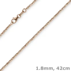 1,8mm Kette Collier Kugelkette diamantiert aus 750 Gold Rotgold 42cm