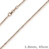 1,8mm Kette Collier Kugelkette diamantiert aus 585 Gold Rotgold 45cm