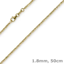1,8mm Kette Collier Kugelkette diamantiert aus 585 Gold Gelbgold 50cm