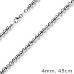 4mm Kette Collier Kugelkette diamantiert aus 585 Gold Weißgold 45cm