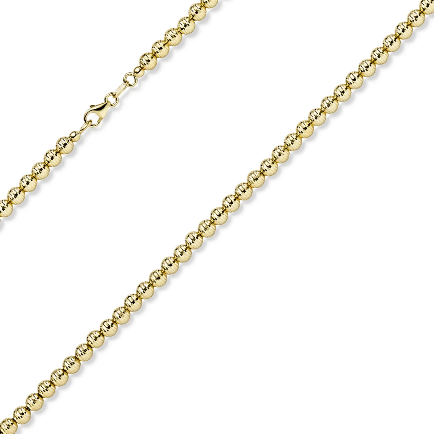 4mm Kette Collier Kugelkette diamantiert aus 585 Gold Gelbgold 50cm