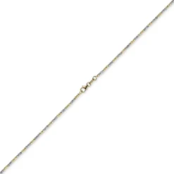 1,8mm Kette Collier Kugelkette diamantiert aus 750 Gold Gelbgold Weißgold, 45cm