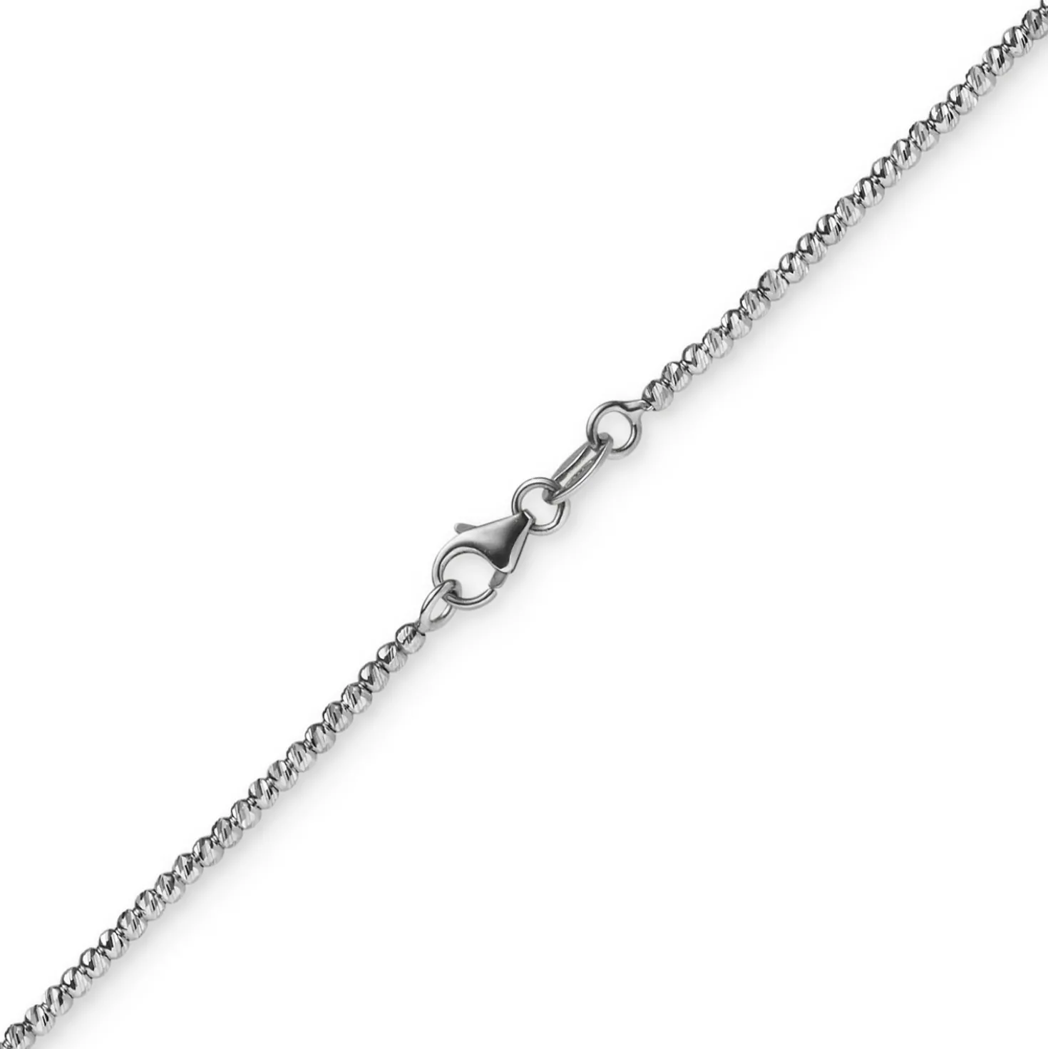 1,8mm Kette Collier Kugelkette diamantiert aus 750 Gold Weißgold 45cm
