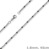 1,8mm Kette Collier Kugelkette 585 Gold Weißgold teil-schwarz-rhodiniert 45cm