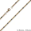 1,8mm Kette Collier Kugelkette 750 Gold Rotgold teil-schwarz-rhodiniert 42cm