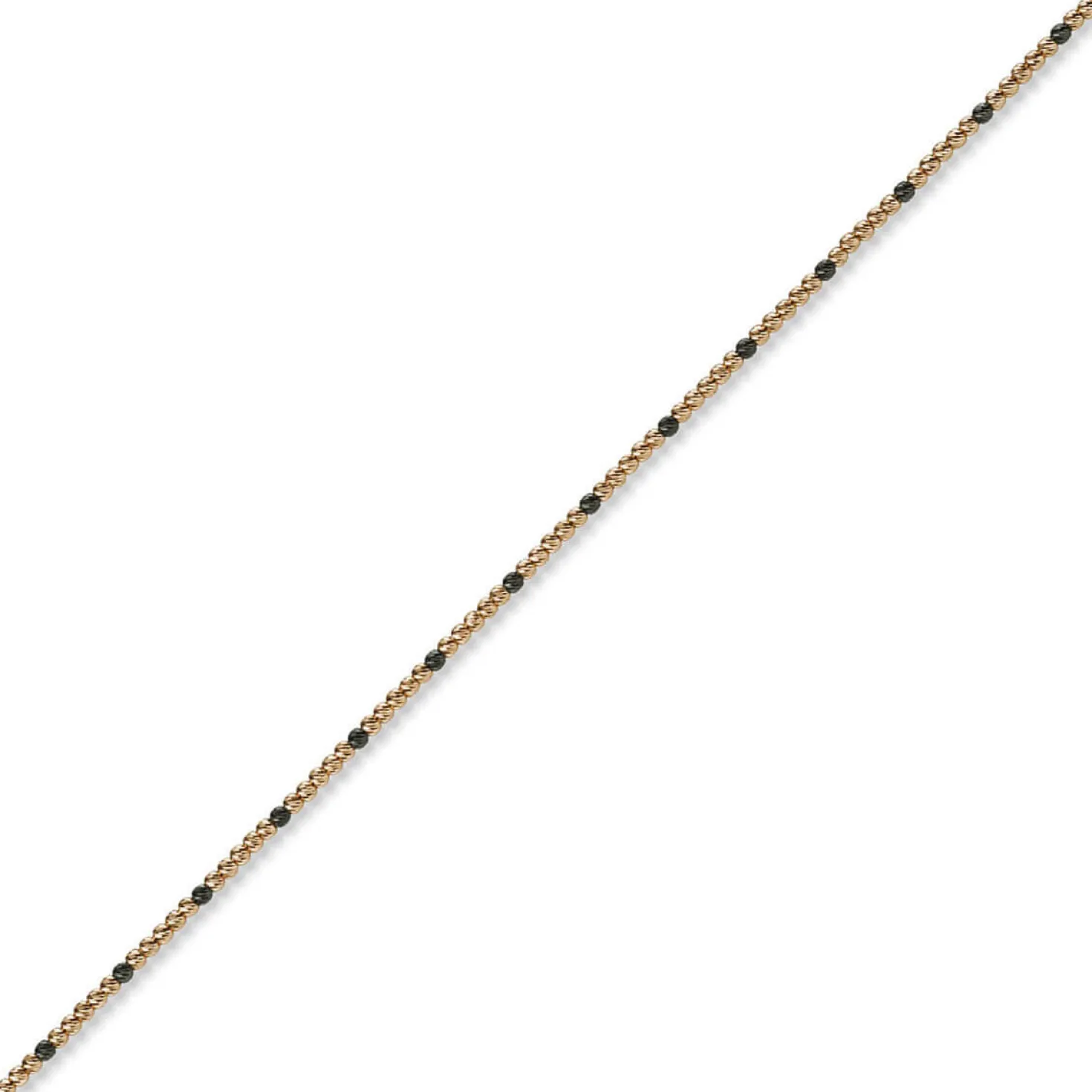 1,8mm Kette Collier Kugelkette 585 Gold Rotgold teil-schwarz-rhodiniert 42cm