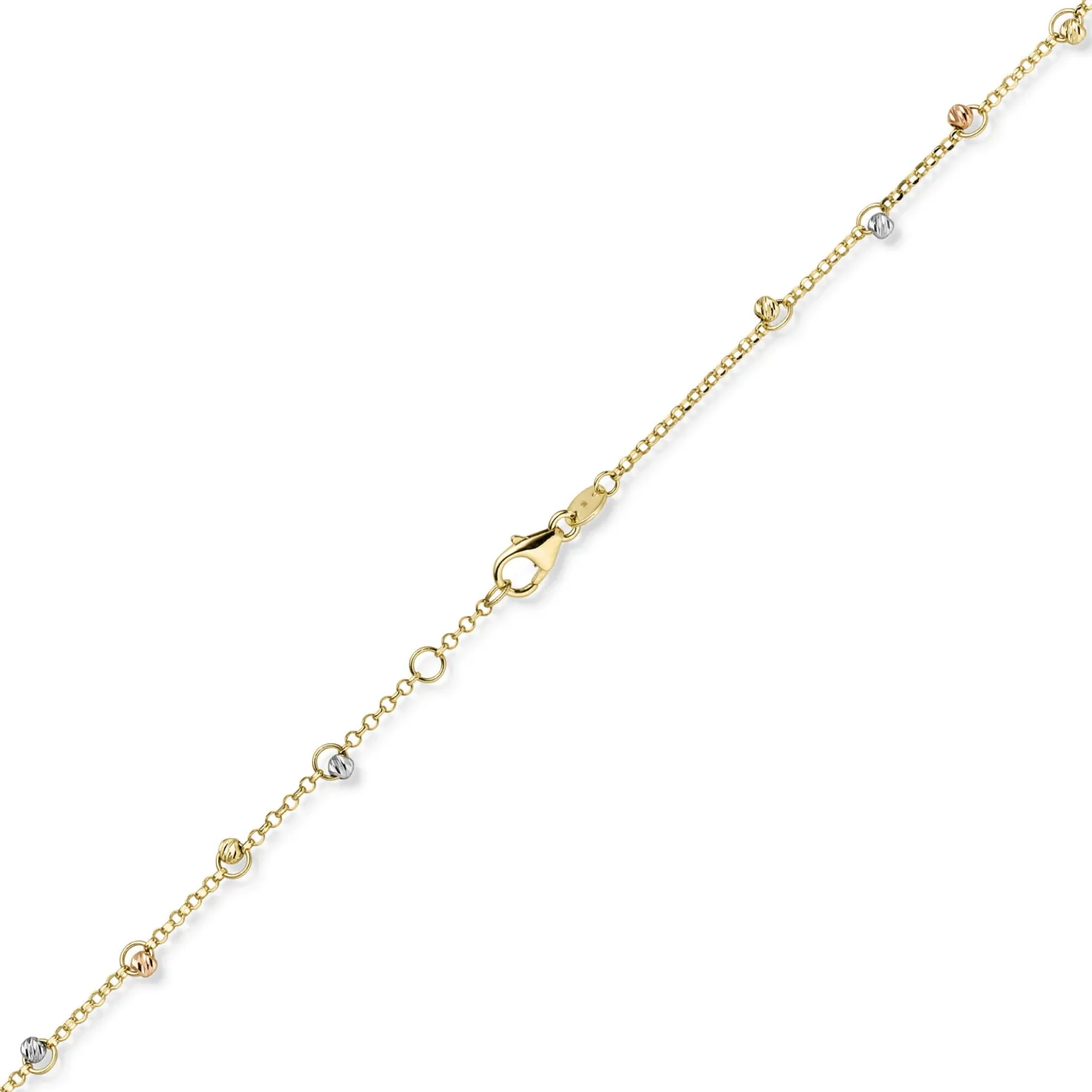 1,5mm Kette Collier mit Kügelchen diamantiert aus 585 Gold gelb/rot/weiß 45cm