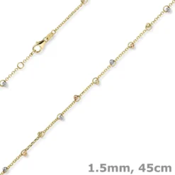 1,5mm Kette Collier mit Kügelchen diamantiert aus 585 Gold gelb/rot/weiß 45cm