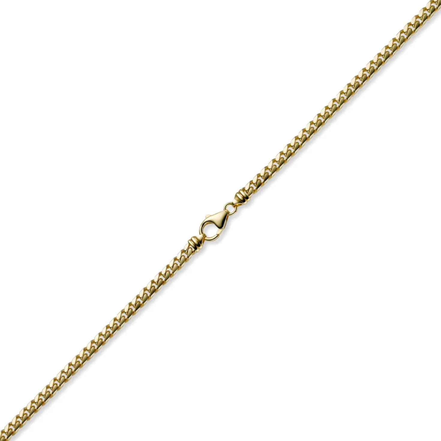 5mm Kette Collier Panzerkette oval diamantiert massiv, 585 Gold Gelbgold, 55cm