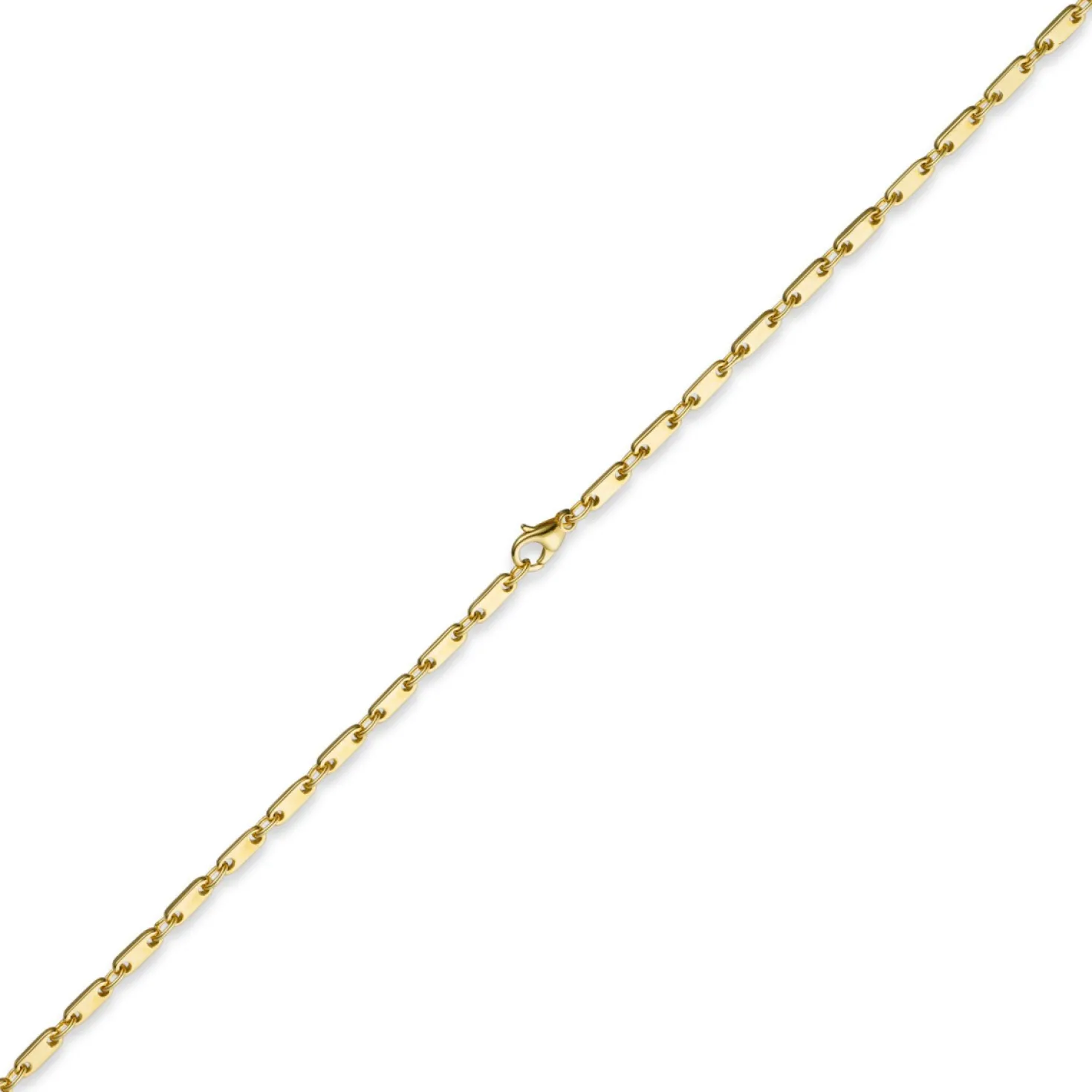 3mm Kette Collier Plattenkette aus 585 Gold Gelbgold, 45cm Unisex