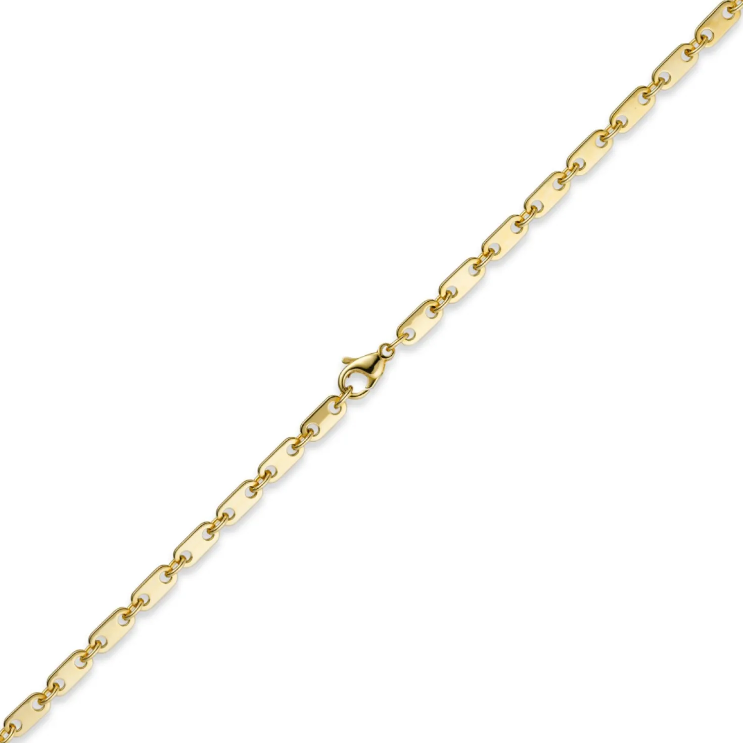 5mm Kette Collier Plattenkette aus 585 Gold Gelbgold, 50cm, Herren