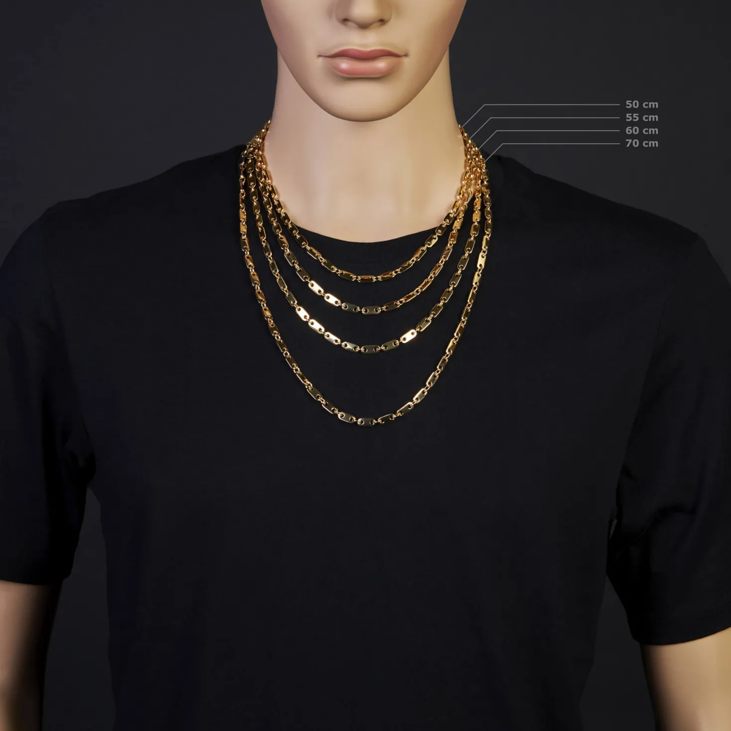 5mm Kette Collier Plattenkette aus 750 Gold Gelbgold, 60cm, Unisex