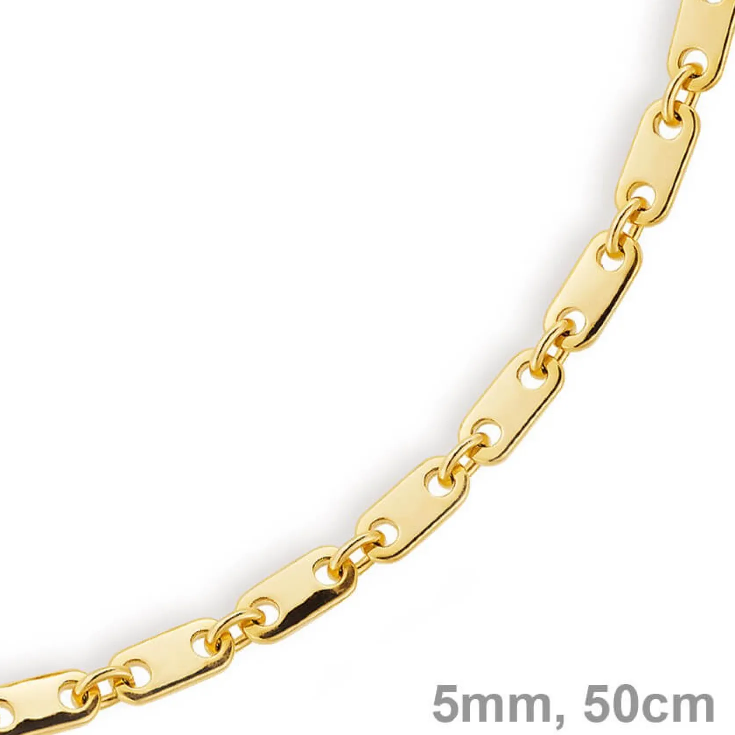 5mm Kette Collier Plattenkette aus 750 Gold Gelbgold, 50cm, Unisex