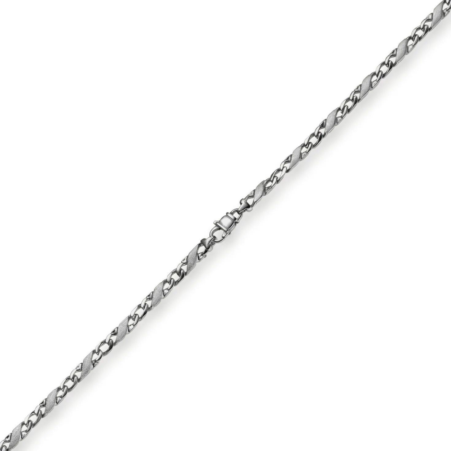 4,5mm Kette Collier Rockwellkette X-Panzerkette matt aus 585 Gold Weißgold 50cm