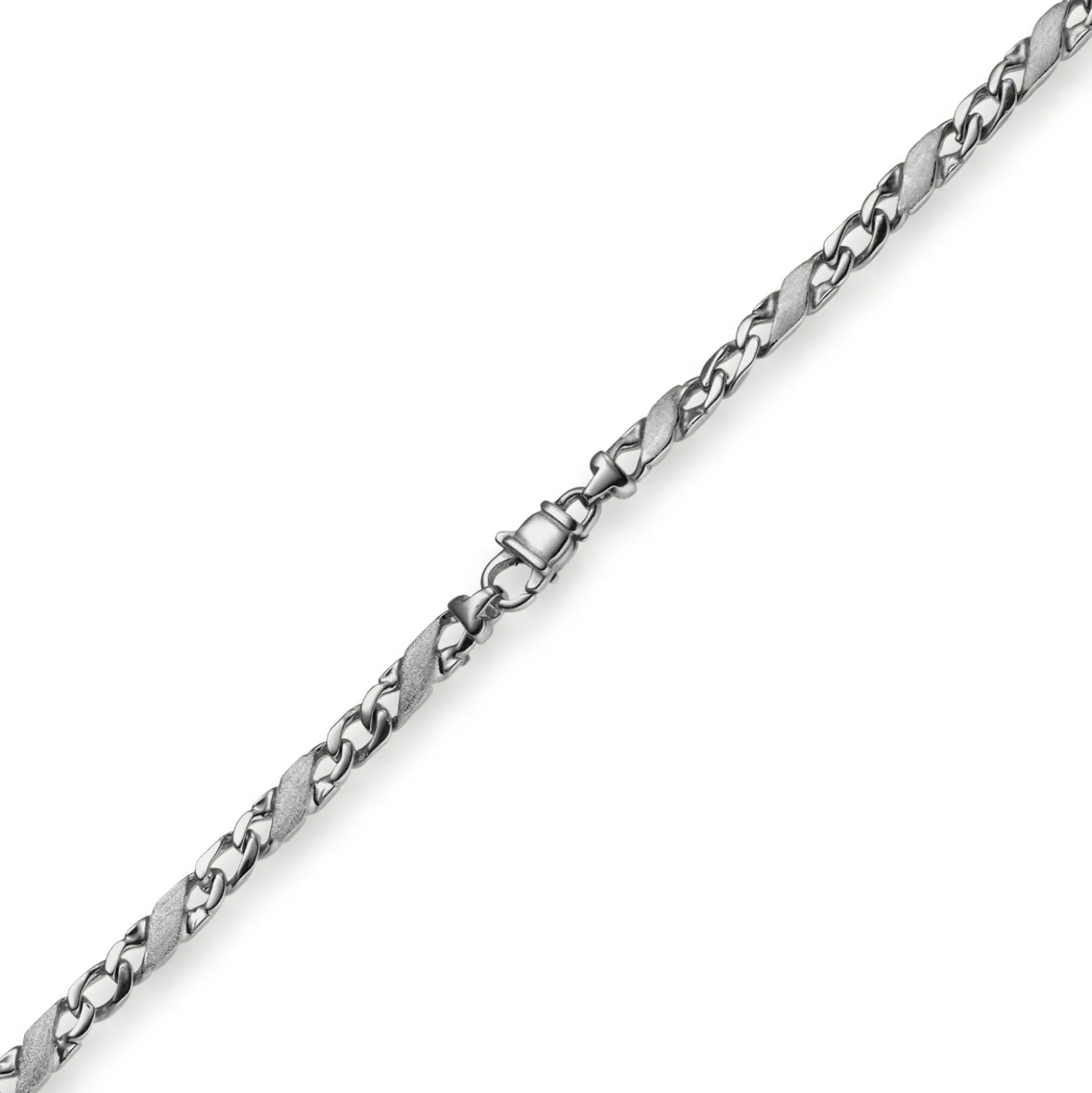 4,5mm Kette Collier Rockwellkette X-Panzerkette matt aus 585 Gold Weißgold 50cm