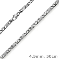 4,5mm Kette Collier Rockwellkette X-Panzerkette matt aus 585 Gold Weißgold 50cm