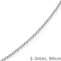 2,3mm Kette Collier Rundankerkette aus 750 Gold Weißgold massiv, 90cm