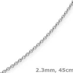 2,3mm Kette Collier Rundankerkette aus 750 Gold Weißgold massiv, 45cm