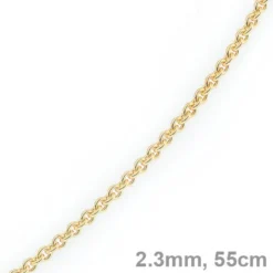 2,3mm Kette Collier Rundankerkette aus 585 Gold Gelbgold, 55cm Unisex