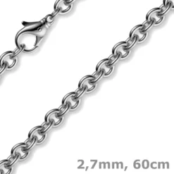 2,7mm Kette Collier Rundankerkette aus 585 Gold Weißgold, 60cm Unisex